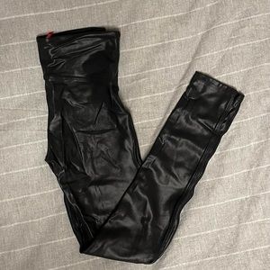 Spank Faux Leather Leggings - Black - Medium
